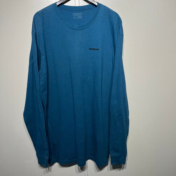 Patagonia Other - Patagonia Spellout Blue Crew Neck Long Sleeve Pullover Tee | Men's Size XXL